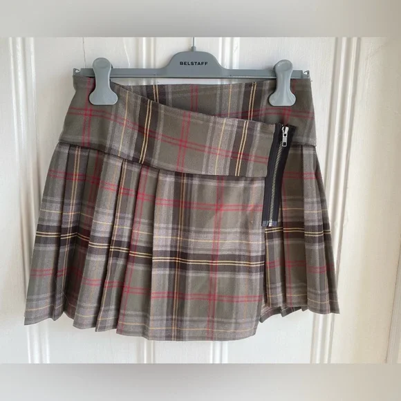 Aqua Cutest Plaid Tartan Pleated Mini Wrap Skirt Sz M - Picture 8 of 14